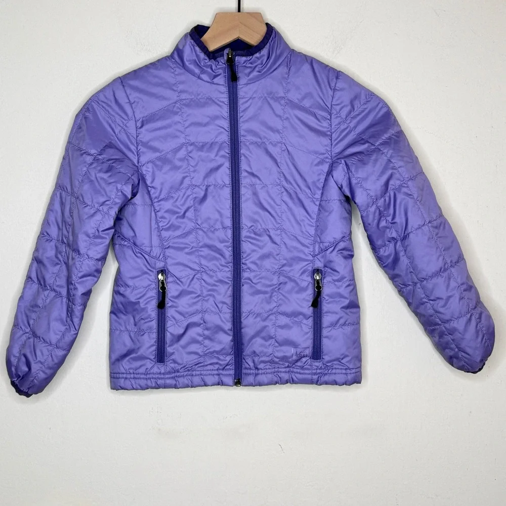 REI Girls S 8 Purple Quilted Puffer Jacket Polyester Full Zip Gorpcore Outdoor
